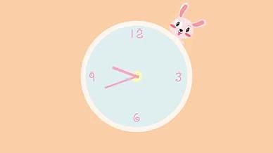 小兔子可爱转动时钟视频的预览图